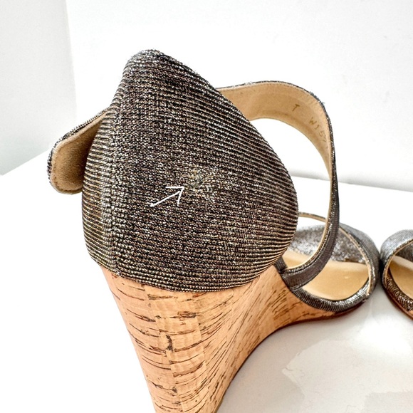 Stuart Weitzman Lineone Pyrite Nocturn Cork Wedge Ankle Strap Sandals Size 8 M - Picture 11 of 11